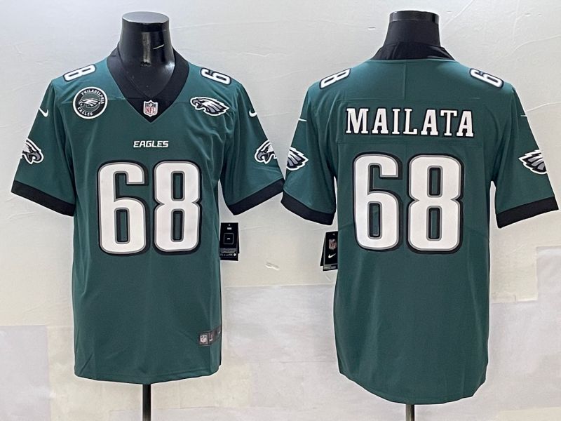 Men Philadelphia Eagles 68 Mailata Green New Nike Limited 2025 NFL Jersey style 9
